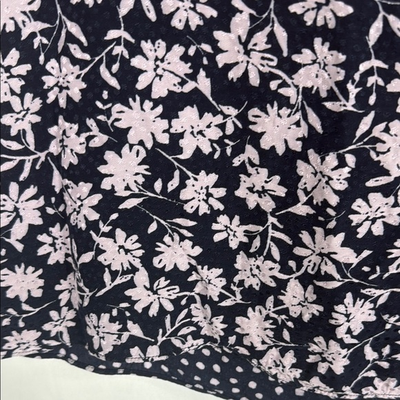 Rebecca Taylor Silk Blend Navy and Pink Floral Zip Shirt - Picture 5 of 9